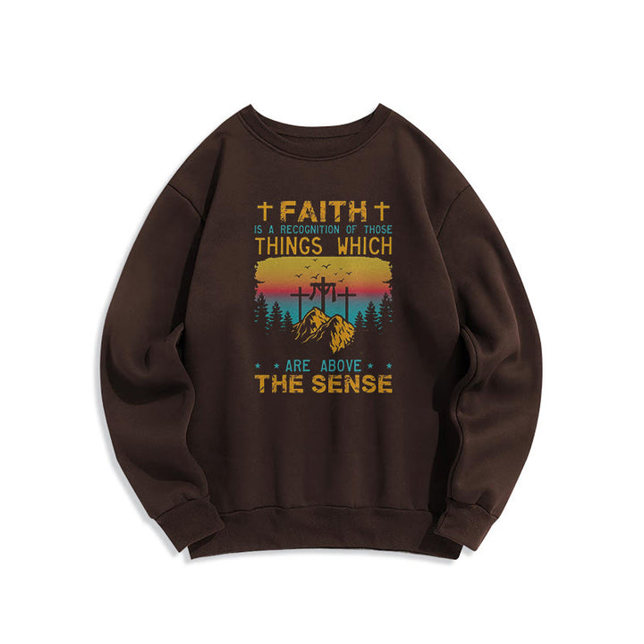 Christianartworkshop Farbiges Sweatshirt „Glaube ist eine Anerkennung“ aus gefüttertem Polyester - Braun - 2XL - image 20