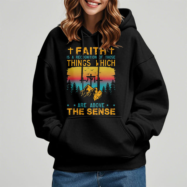Christianartworkshop Farbiger Stil Faith Is A Recognition Fleece-gefütterter Polyester-Kapuzenpullover - image 8