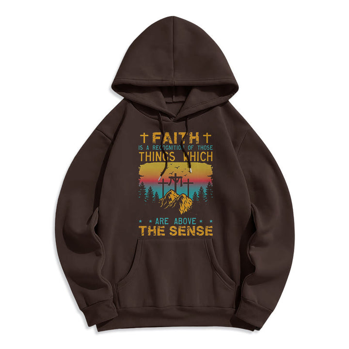 Christianartworkshop Farbiger Stil Faith Is A Recognition Fleece-gefütterter Polyester-Kapuzenpullover - Braun - 2XL - image 0