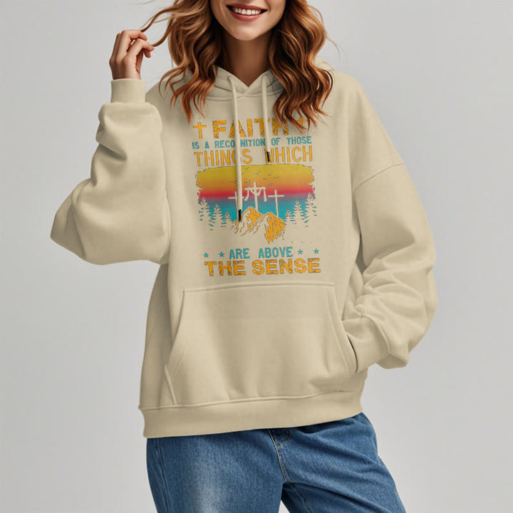 Christianartworkshop Farbiger Stil Faith Is A Recognition Fleece-gefütterter Polyester-Kapuzenpullover - image 18