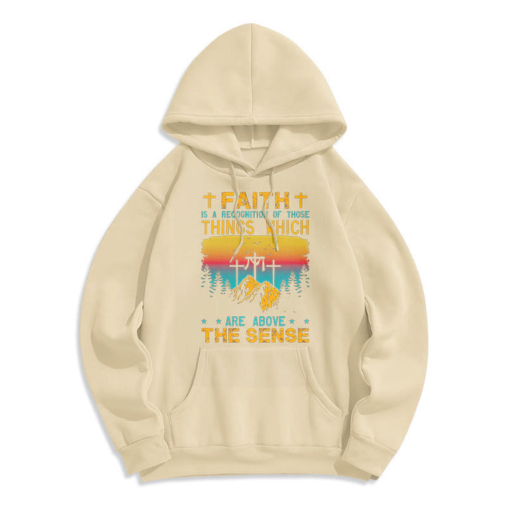Christianartworkshop Farbiger Stil Faith Is A Recognition Fleece-gefütterter Polyester-Kapuzenpullover - Beige - 2XL - image 15
