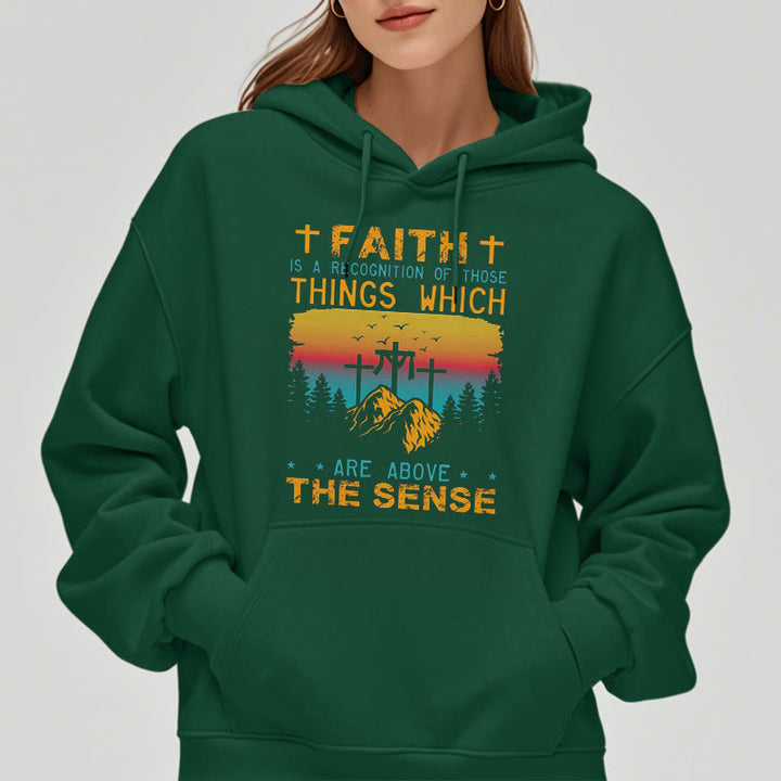 Christianartworkshop Farbiger Stil Faith Is A Recognition Fleece-gefütterter Polyester-Kapuzenpullover