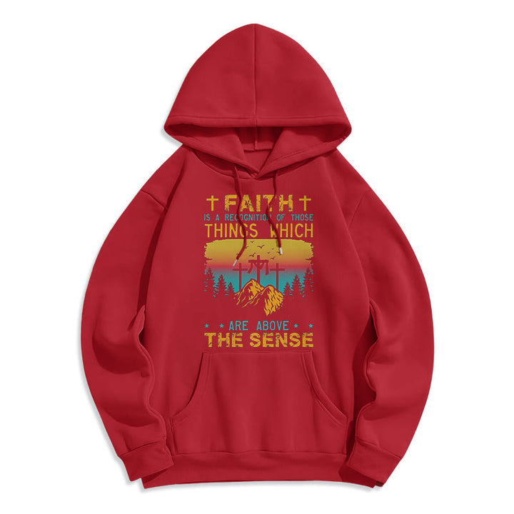 Christianartworkshop Farbiger Stil Faith Is A Recognition Fleece-gefütterter Polyester-Kapuzenpullover - Rot - 2XL - image 35