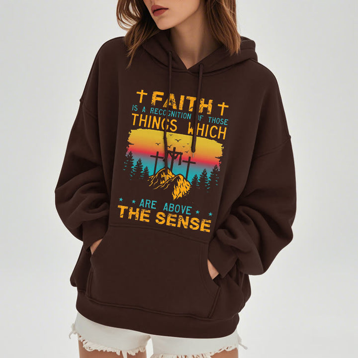 Christianartworkshop Farbiger Stil Faith Is A Recognition Fleece-gefütterter Polyester-Kapuzenpullover - image 1