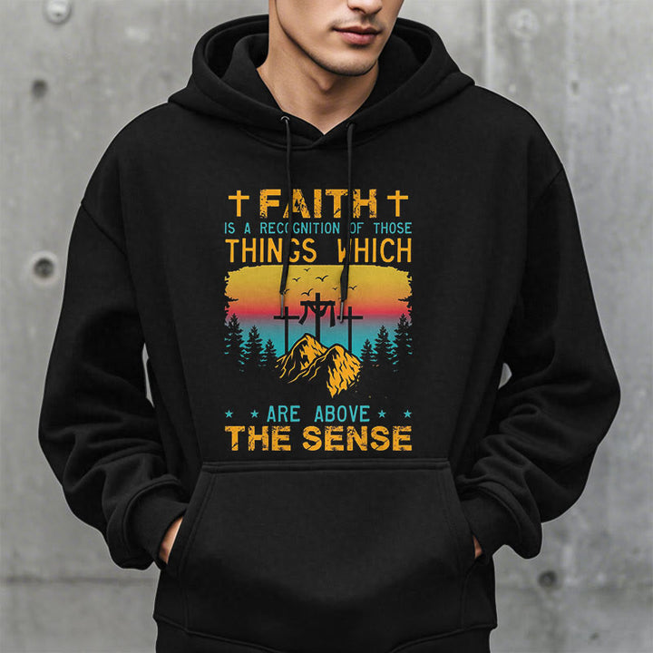 Christianartworkshop Farbiger Stil Faith Is A Recognition Fleece-gefütterter Polyester-Kapuzenpullover - image 7