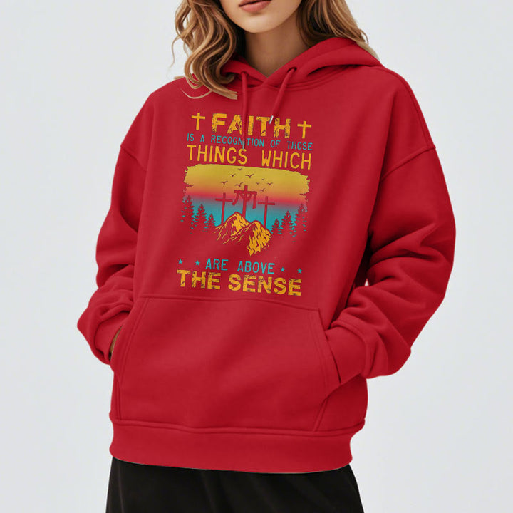 Christianartworkshop Farbiger Stil Faith Is A Recognition Fleece-gefütterter Polyester-Kapuzenpullover - image 38