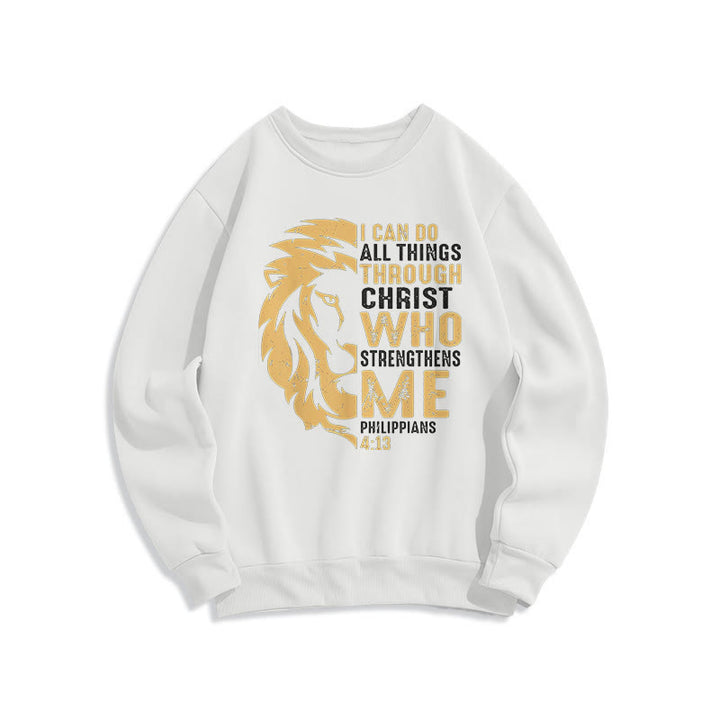 Christianartworkshop Zitat-Stil Christus stärkt mich Fleece-gefüttertes Polyester-Sweatshirt