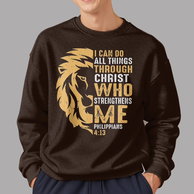 Christianartworkshop Zitat-Stil Christus stärkt mich Fleece-gefüttertes Polyester-Sweatshirt