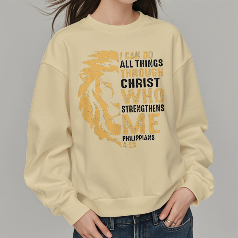 Christianartworkshop Zitat-Stil Christus stärkt mich Fleece-gefüttertes Polyester-Sweatshirt