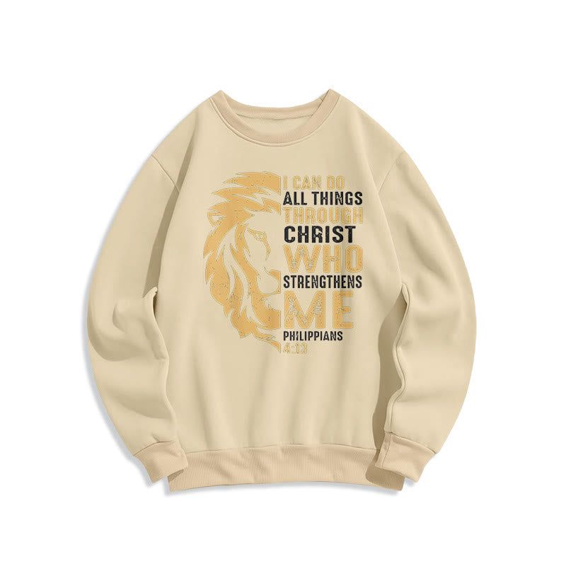 Christianartworkshop Zitat-Stil Christus stärkt mich Fleece-gefüttertes Polyester-Sweatshirt