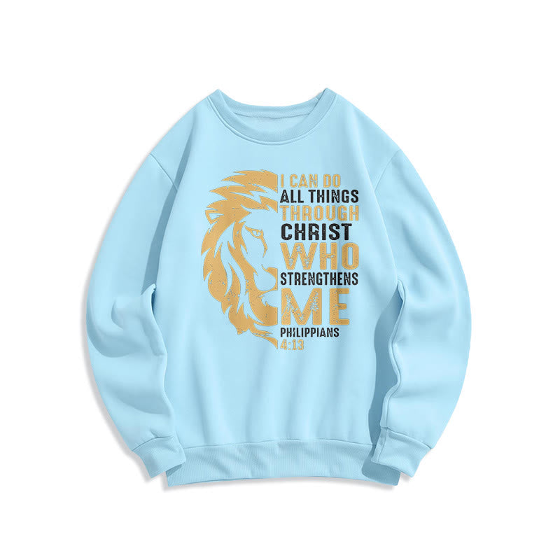 Christianartworkshop Zitat-Stil Christus stärkt mich Fleece-gefüttertes Polyester-Sweatshirt