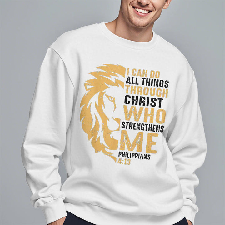Christianartworkshop Zitat-Stil Christus stärkt mich Fleece-gefüttertes Polyester-Sweatshirt