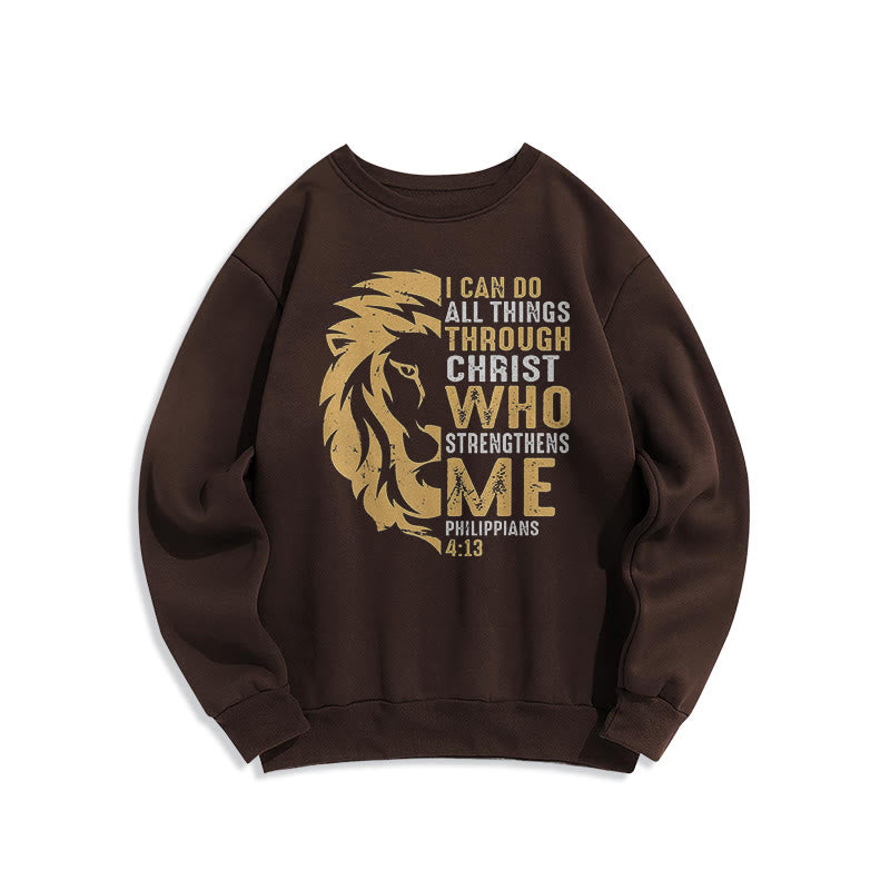 Christianartworkshop Zitat-Stil Christus stärkt mich Fleece-gefüttertes Polyester-Sweatshirt