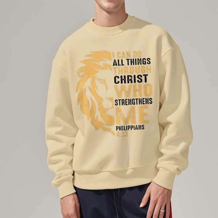 Christianartworkshop Zitat-Stil Christus stärkt mich Fleece-gefüttertes Polyester-Sweatshirt