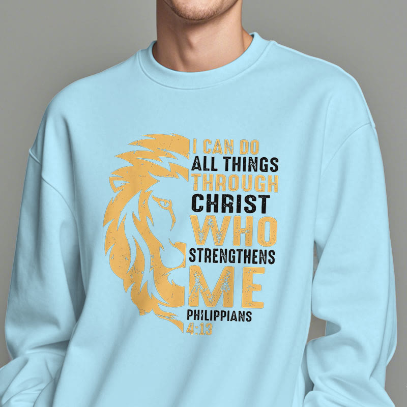 Christianartworkshop Zitat-Stil Christus stärkt mich Fleece-gefüttertes Polyester-Sweatshirt