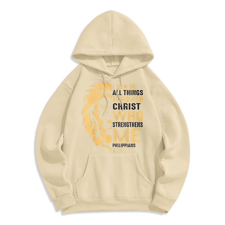 Christianartworkshop Zitat-Stil „Christus stärkt mich“ Fleece-gefütterter Polyester-Kapuzenpullover