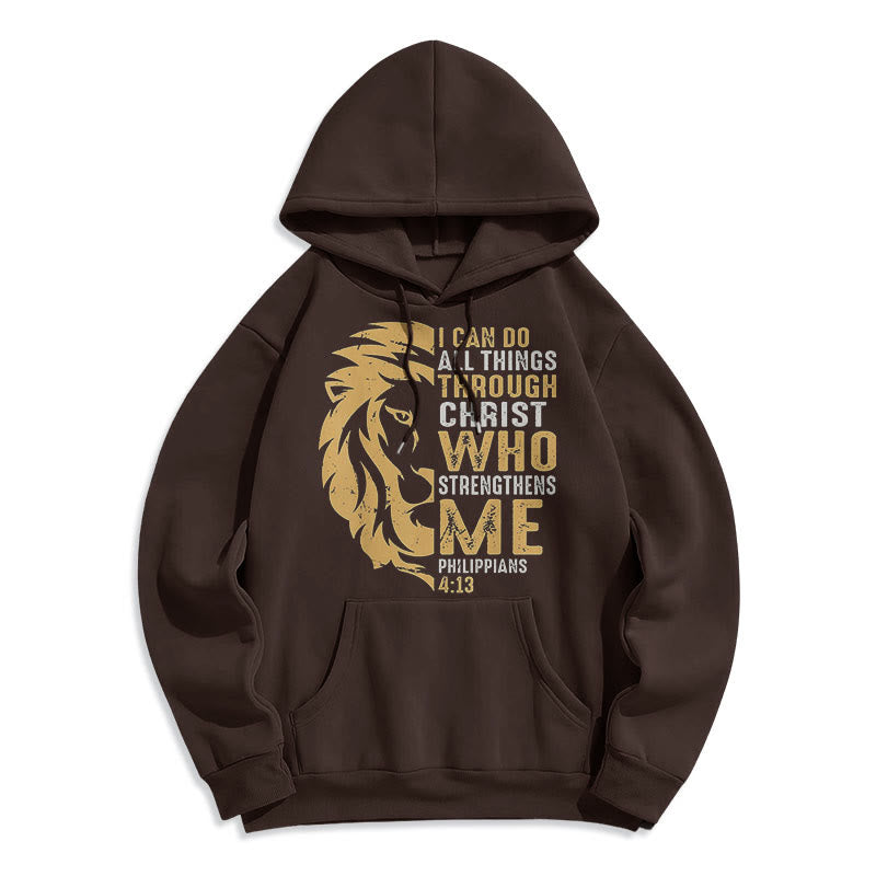 Christianartworkshop Zitat-Stil „Christus stärkt mich“ Fleece-gefütterter Polyester-Kapuzenpullover