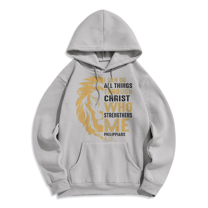 Christianartworkshop Zitat-Stil Christus stärkt mich Fleecegefütterter Polyester-Hoodie - Grau - 2XL - image 30