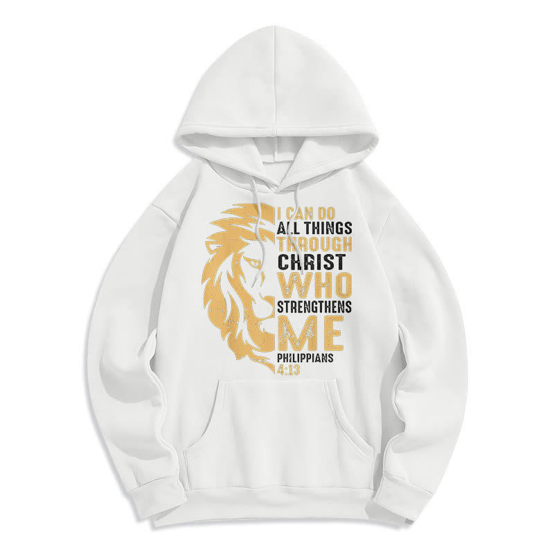 Christianartworkshop Zitat-Stil „Christus stärkt mich“ Fleece-gefütterter Polyester-Kapuzenpullover