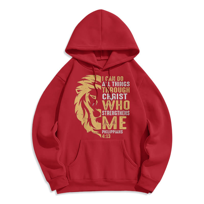 Christianartworkshop Zitat-Stil „Christus stärkt mich“ Fleece-gefütterter Polyester-Kapuzenpullover