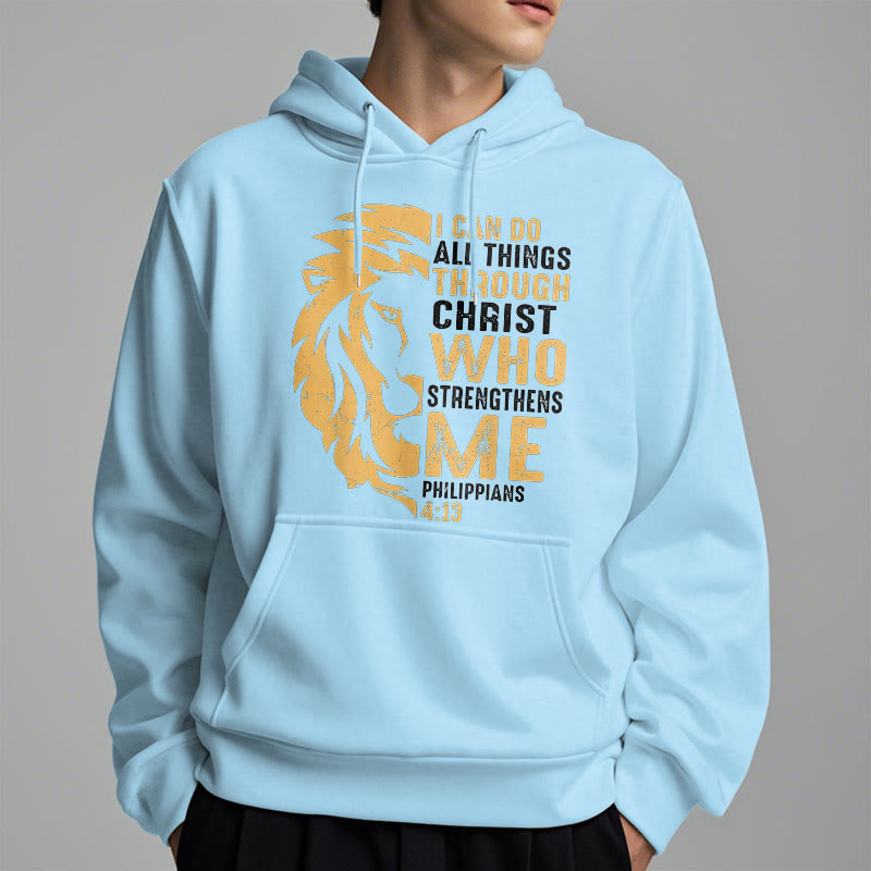 Christianartworkshop Zitat-Stil „Christus stärkt mich“ Fleece-gefütterter Polyester-Kapuzenpullover