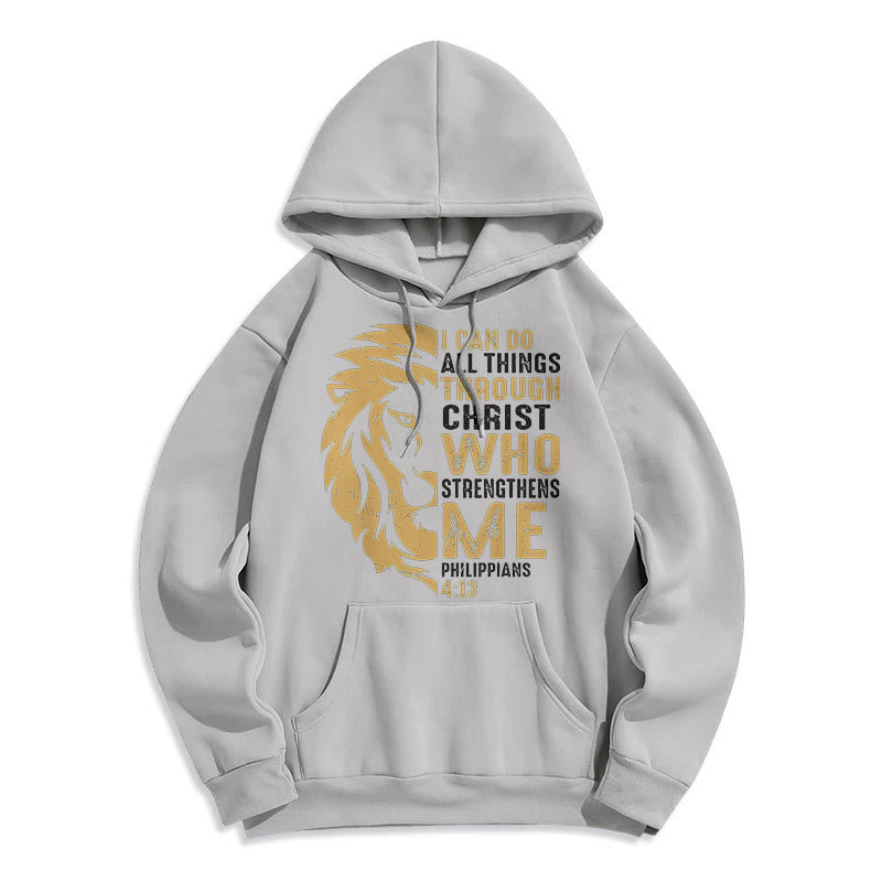 Christianartworkshop Zitat-Stil „Christus stärkt mich“ Fleece-gefütterter Polyester-Kapuzenpullover