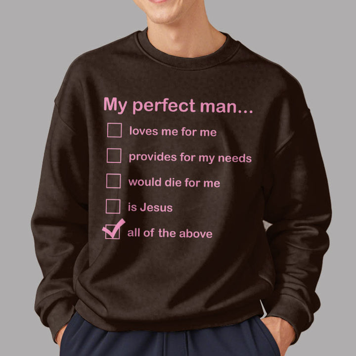 Christianartworkshop Moderner Stil My Perfect Man Is Jesus Polyester-Sweatshirt mit Fleecefutter