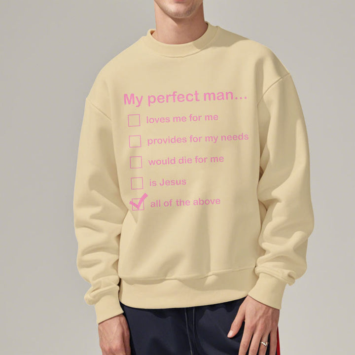 Christianartworkshop Moderner Stil My Perfect Man Is Jesus Polyester-Sweatshirt mit Fleecefutter