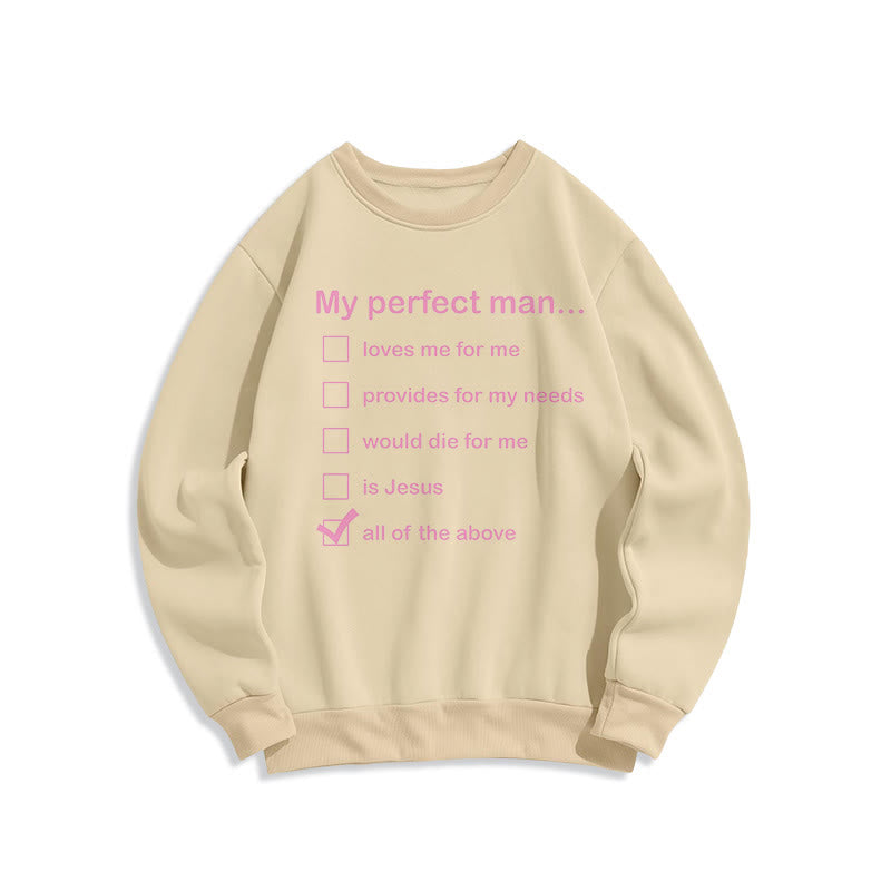 Christianartworkshop Modern Style Mein perfekter Mann ist Jesus Fleecegefüttertes Polyester-Sweatshirt - Beige - 2XL - image 15