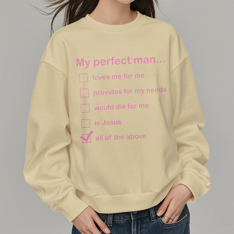 Christianartworkshop Moderner Stil My Perfect Man Is Jesus Polyester-Sweatshirt mit Fleecefutter