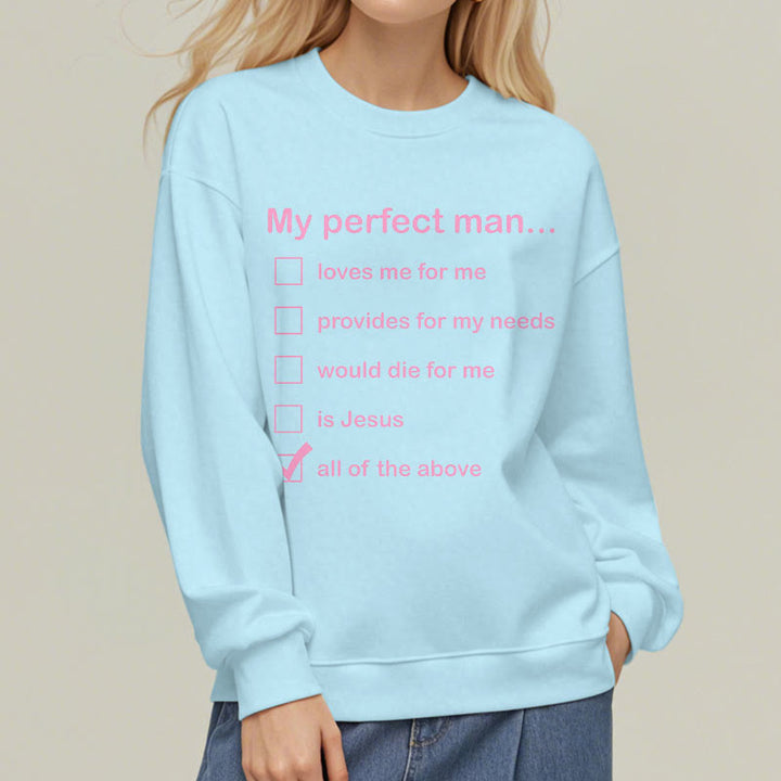 Christianartworkshop Modern Style Mein perfekter Mann ist Jesus Fleecegefüttertes Polyester-Sweatshirt - image 2