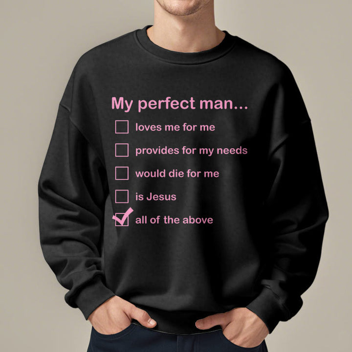 Christianartworkshop Moderner Stil My Perfect Man Is Jesus Polyester-Sweatshirt mit Fleecefutter