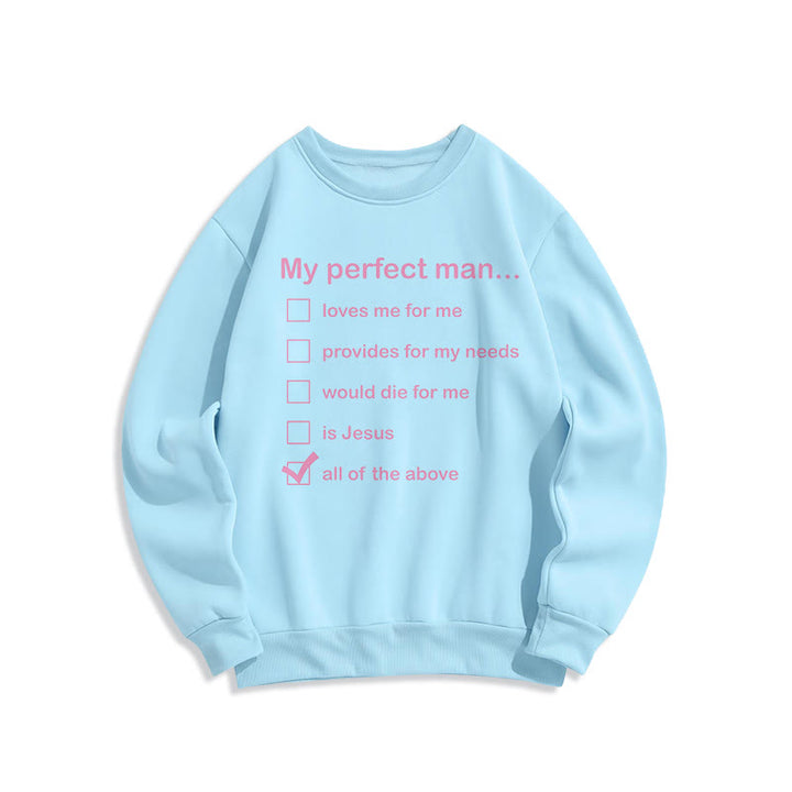 Christianartworkshop Moderner Stil My Perfect Man Is Jesus Polyester-Sweatshirt mit Fleecefutter - Blau - 2XL - image 0
