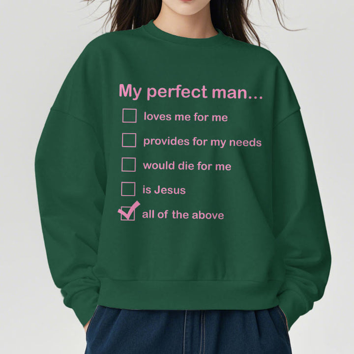 Christianartworkshop Moderner Stil My Perfect Man Is Jesus Polyester-Sweatshirt mit Fleecefutter