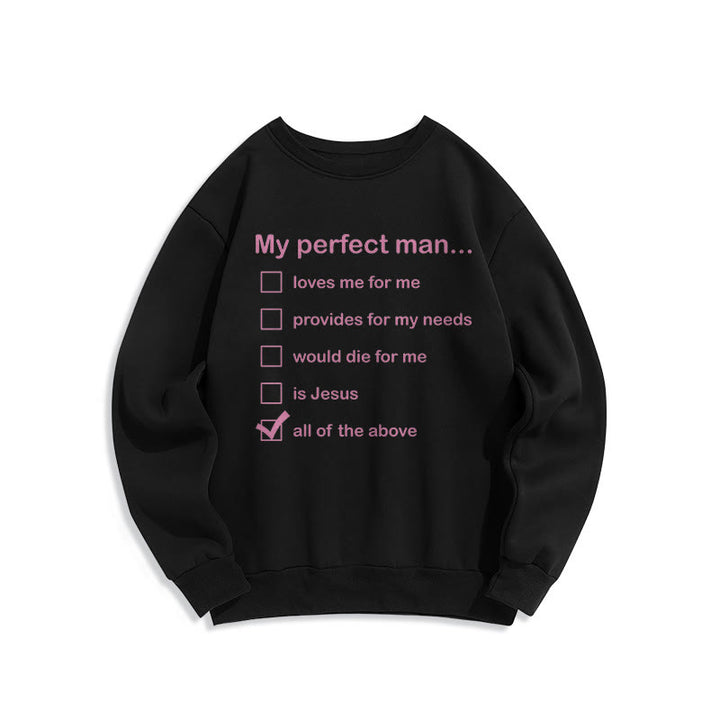 Christianartworkshop Modern Style Mein perfekter Mann ist Jesus Fleecegefüttertes Polyester-Sweatshirt - Schwarz - 2XL - image 5