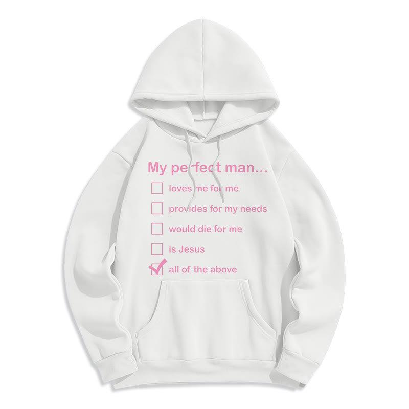 Christianartworkshop Moderner Stil Mein perfekter Mann ist Jesus Fleecegefütterter Polyester-Hoodie - Weiß - 2XL - image 0