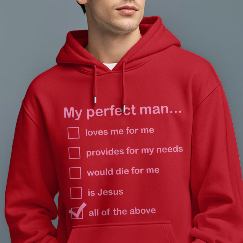 Christianartworkshop Moderner Stil „My Perfect Man Is Jesus“ Polyester-Kapuzenpullover mit Fleecefutter