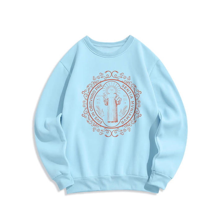 Christianartworkshop Klassisches Sweatshirt mit Blumenmuster und St. Benedikt-Emblem, Polyester, mit Fleecefutter