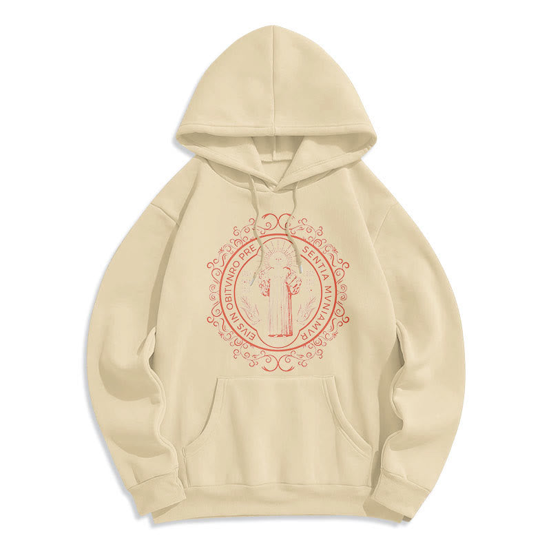 Christianartworkshop Klassischer Kapuzenpullover mit Blumenmuster des Heiligen Benedikt, gefüttert mit Fleece, Polyester - Beige - 2XL - image 10