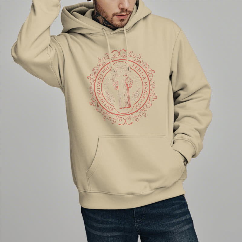 Christianartworkshop Klassischer Kapuzenpullover mit Blumenmuster des Heiligen Benedikt, gefüttert mit Fleece, Polyester - image 13