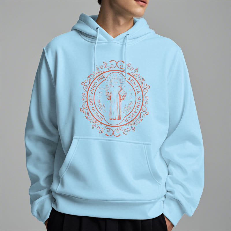 Christianartworkshop Klassischer Kapuzenpullover mit Blumenmuster des Heiligen Benedikt, gefüttert mit Fleece, Polyester