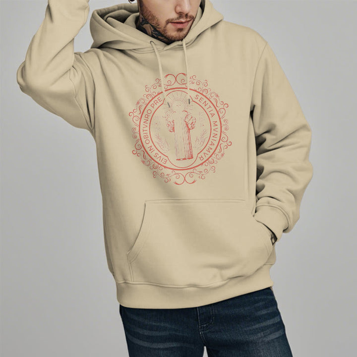 Christianartworkshop Klassischer Kapuzenpullover mit Blumenmuster des Heiligen Benedikt, gefüttert mit Fleece, Polyester