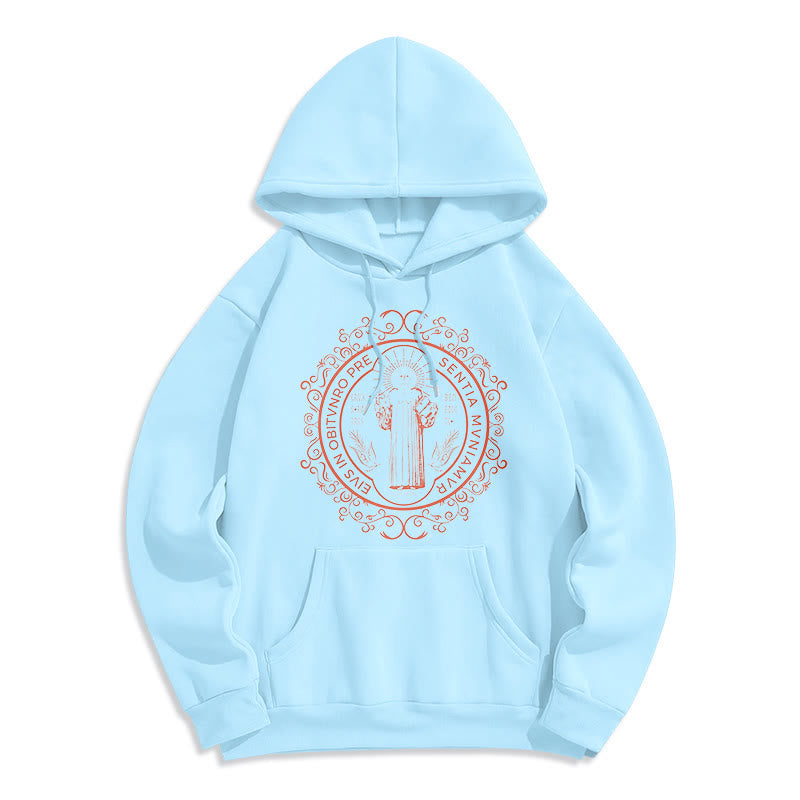 Christianartworkshop Klassischer Kapuzenpullover mit Blumenmuster des Heiligen Benedikt, gefüttert mit Fleece, Polyester - Blau - 2XL - image 25