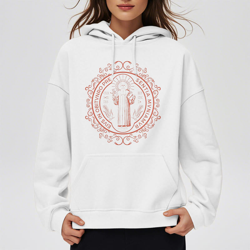 Christianartworkshop Klassischer Kapuzenpullover mit Blumenmuster des Heiligen Benedikt, gefüttert mit Fleece, Polyester - image 8