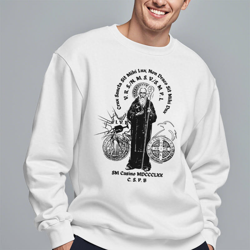 Christianartworkshop Sweatshirt im klassischen Stil mit der Figur des Heiligen Benedikt, mit Fleecefutter aus Polyester - image 8