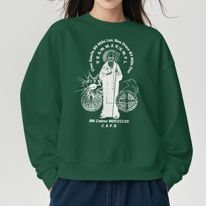 Christianartworkshop Sweatshirt im klassischen Stil mit der Figur des Heiligen Benedikt, mit Fleecefutter aus Polyester - image 22