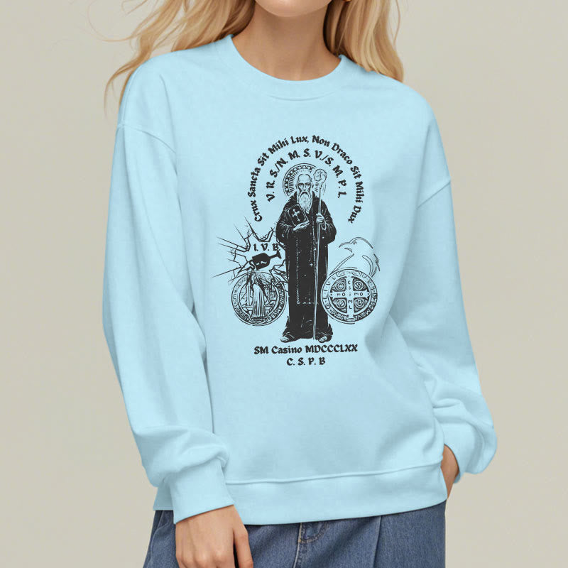 Christianartworkshop Sweatshirt im klassischen Stil mit der Figur des Heiligen Benedikt, mit Fleecefutter aus Polyester - image 28