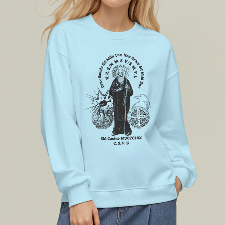 Christianartworkshop Sweatshirt im klassischen Stil mit der Figur des Heiligen Benedikt, mit Fleecefutter aus Polyester - image 28