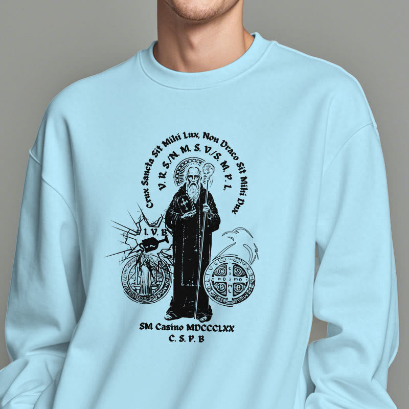 Christianartworkshop Sweatshirt im klassischen Stil mit der Figur des Heiligen Benedikt, mit Fleecefutter aus Polyester - image 27