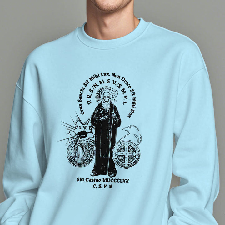Christianartworkshop Sweatshirt im klassischen Stil mit der Figur des Heiligen Benedikt, mit Fleecefutter aus Polyester - image 27